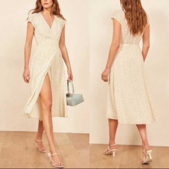 Reformation Dresses & Skirts - Reformation Carina Polka Dot Print Wrap Mini Dress